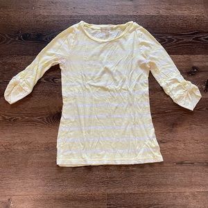 Banana Republic Yellow & White 3/4 Sleeve Shirt